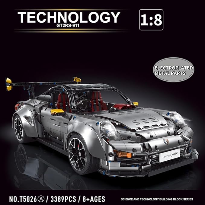 911 Sports Car Building Kit, 1:8 Scale MOC Sports Car Building Set for Adults, Building Bricks Racing Vehicle Toy, Collectible Motorsport, Great Gift for Men (3389 PCS)