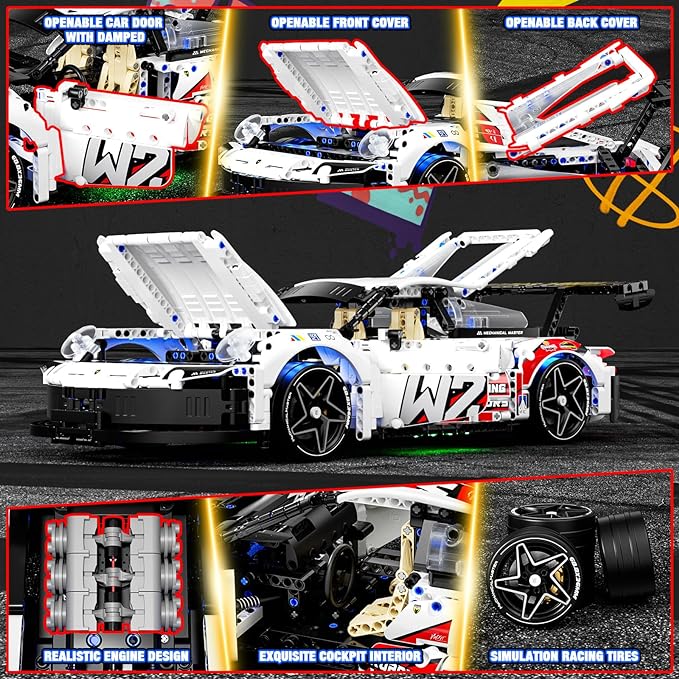 1:10 Race Car Building Kit,2 in1 Adult Collectible Sports Technology Car & Star Space Warplane Building Kits（1560Pcs）