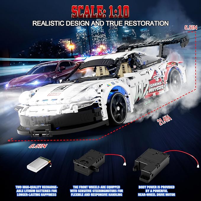 1:10 Race Car Building Kit,2 in1 Adult Collectible Sports Technology Car & Star Space Warplane Building Kits（1560Pcs）